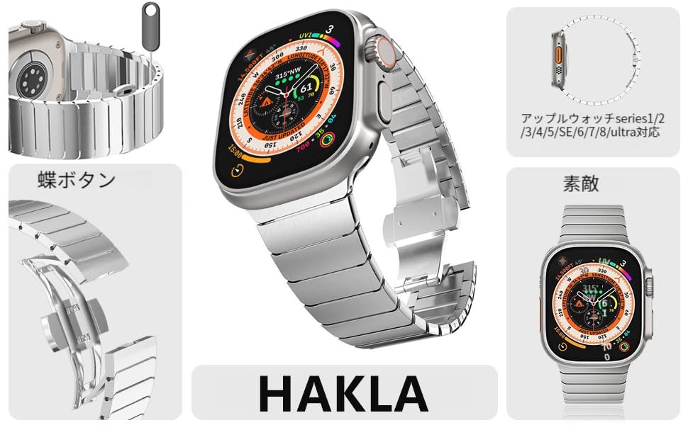 Amazon.co.jp: HAKLA ステンレススチール リンクブレスレットバンド